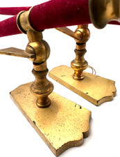 Paire d'appliques torchères en laiton et velours 1960's Lunel ? Arlus ?