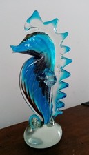 Sculpture en verre soufflé - Hippocampe bleu. Hauteur De 24 CM Murano ?? 