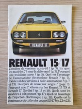 catalogue publicitaire concessionnaire original RENAULT R 15 GTL R 17 GORDINI
