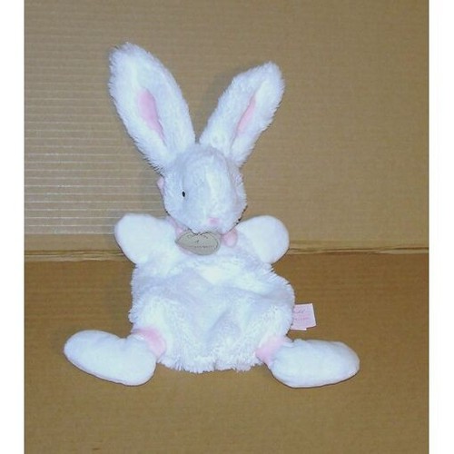 Doudou plat lapin bonbon blanc