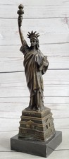 Original Signé Pure Bronze Marbre Base Statue De Liberté Ny New York Sculpture