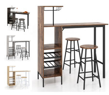 Table De Bar Mange Debout Avec 2 Tabourets Table Haute Style Industriel 4 Colors