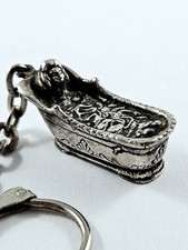 PORTE-CLES - Superbe MIGNON Miniature FEMME & BAIGNOIRE 1960s Métal 3D Érotique