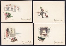 REF AF NOEL II -23-ENSEMBLE DE 4 CARTES MIGNONETTES ANCIENNES " Joyeux Noel"