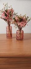 2 Mini bouquets fleurs séchées roses dans leurs vases Special Fête des Mères