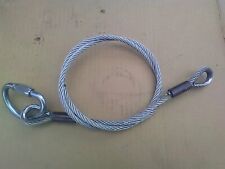 1 ÉLINGUE CÂBLE INOX 8mm  1.5m  2 boucles inox  cable 8mm gamme pro + mousqueton