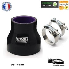 Durite Silicone Manchon Droit Réducteur avec Colliers Inox Renforcés - Ø 51/63MM