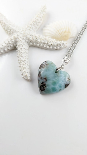 Collier coeur larimar - collier,