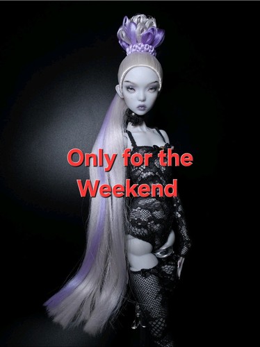 Long silver purple silk wig - &,