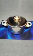 Casserole Acier inoxydable - Poignées Blanches et Accents Dorés Art Deco Vintage