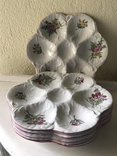 LUNÉVILLE RARE 6 ANCIENNES ASSIETTES À HUÎTRES MODÈLE RÉVERBÈRE 