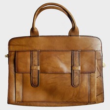 Sac à main cartable vintage en cuir marron EMY