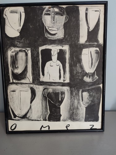 Lithographie neuf visages - neuf,