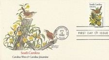 Enveloppe Philatélique 1982 Oiseaux & Fleurs des 50 Etats South Carolina