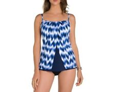 NWT Miraclesuit Sound Waves Jubilee Printed Tankini Top Navy 8 $114