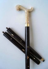 Laiton victorien derby tête poignée style antique bâton de marche en bois...