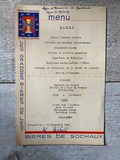 Ancien Menu Publicitaire Bières de Sochaux remise légion d'honneur 1951