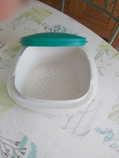 Tupperware yaourtière bac à pocher avec passoire vert et beige 