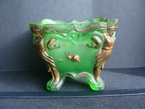 Cache pot verre - vert, xixème