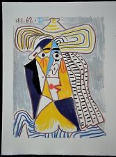 Superbe Lithographie de Pablo PICASSO " Femme au Chapeau "