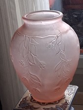 Grand  vase Style  Art Déco  Pâte De  Verre Moule/Pressé  Dépoli  Années Ancien