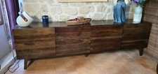 Grand buffet contemporain Maisons du monde. Bois exotique massif, brun foncé