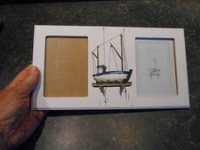 Petit Cadre Porte Photo de Famille , Bateau Pêche en Bois Navire style Maquette