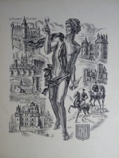 Albert DECARIS (1901-1989) GRAVURE ORIGINALE VIN d'ANJOU ANGERS SAUMUR 1960