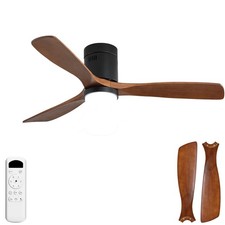 Ventilateur de plafond en bois noir et noix 132cm avec lumière et 6 vitesses