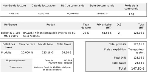Ballast xénon compatible - ballast, avec