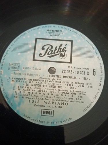 Luis mariano disque pathé - disque,