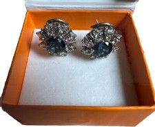 Boucle D’Oreilles En Argent Massif Pierre Semi-Précieuse Décor Formant Une Fleur