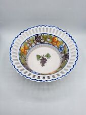 Grande coupe faïence ajourée de Malicorne décor floral et fruits Emile Tessier