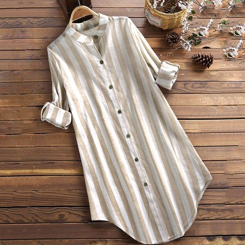 Femme coton lin robe - robe, chemise
