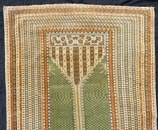 fine antique Ghiordes Ottoman Turkish prayer rug mihrab tapis priere turc green 