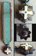 Médaille réduction décoration  argent + émail Croix Ordre du mérite Italie medal