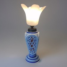 Lampe Porcelaine Bayeux France 1960 Ancienne Bleu Fleur