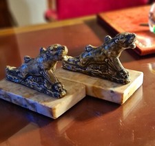 Paire de serre-livres faïence et Marbre