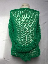 PULL PUNK COTON MAILLE AMPLE VERT TRICOTÉ MAIN