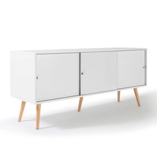 Buffet bas scandinave 135 cm EFFIE 3 portes bois blanc