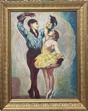 Ballet Dancing Rudolf Nureyev 1920-30’s Original Antique Oil Painting, Framed