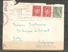 lot  7348 --ENVELOPPE POUR BELGIQUE OUVERT PAR CENSURE --  2 scan