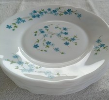 ARCOPAL * VERONICA * 8 (5+3) assiettes dessert myosotis fleurs diamètre 19cm TTB