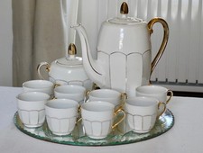 Partie SERVICE à CAFE verseuse + sucrier + 8 tasses PORCELAINE Tchèque Victoria