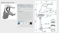 Porcher Mitigeur lavabo monotrou D2453 AA