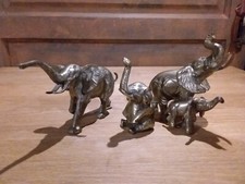 Laiton 4 Éléphants Figurines