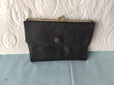 ancien porte monnaie portefeuille en cuir noir vintage