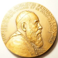 ALGERIE : RARE MEDAILLE DE MONSEIGNEUR LEYNAUD, ARCHEVEQUE D'ALGER 1950