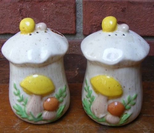 Vintage ceramic mushrooms salt - mushrooms,