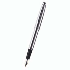 Stylo Montblanc Classique Acier Solitaire Plume Fine 23144